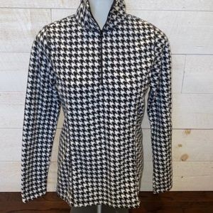 Black and White houndstooth fleece half zip